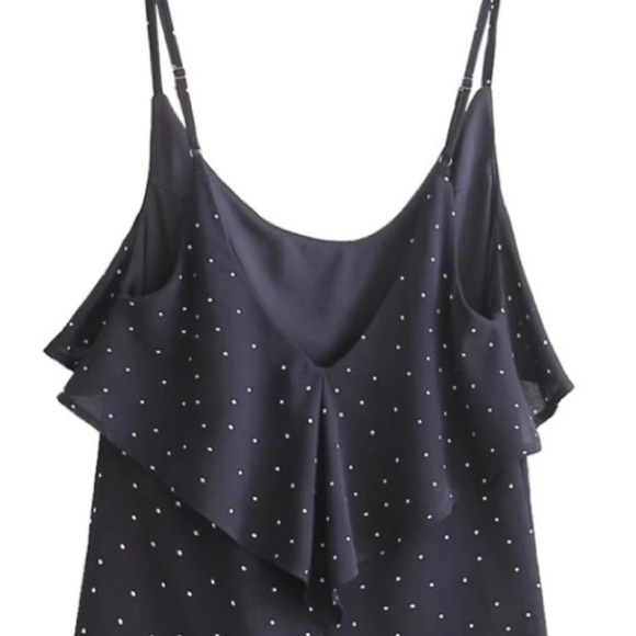 🆕Navy polka dot ruffle trim Cami strap dress - Picture 8 of 8